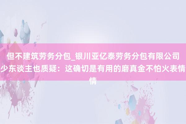 但不建筑劳务分包_银川亚亿泰劳务分包有限公司少东谈主也质疑:这确切是有用的磨真金不怕火表情